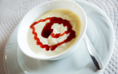 Natillas, typical dessert made of milk, eggs and sugar. Spain. High quality photo