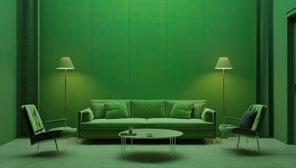 Emerald green living room interior design