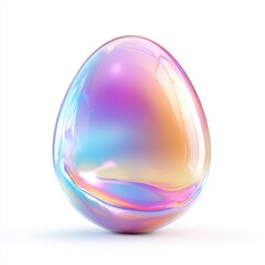 Obraz premium Easter egg made of transparent soap bubble isolated on white background