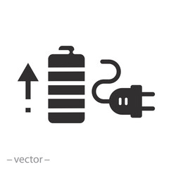 energy charger accumulator, charge battery icon, indicator power level, flat vector illustration