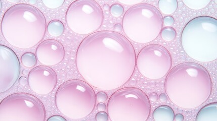 Pink Bubble Abstract Background with Light Reflections and Circular Shapes