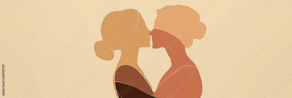Leinwandbilder embracing connection in a serene moment between two individuals in a minimalist style. generative ai