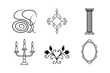 Set of The king's household furnishings,lemp, ornament ,vector , 