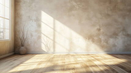 Home Office with Wooden Floor and Neutral-Toned Textured Wall, Soft Natural Lighting Through a Nearby Window, Providing a Welcoming Setting for Displaying Office Supplies or Stationery Products