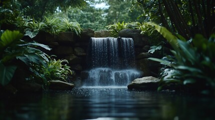 Waterfall cascading in the wild cascading of the wild nature cascade in a lush natural area with
