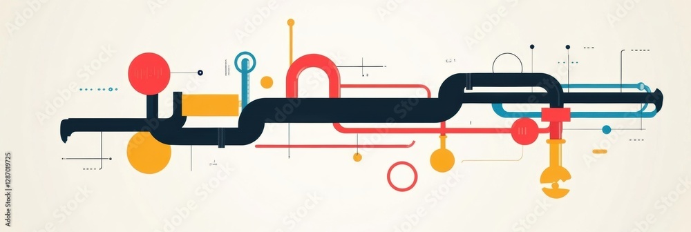 Fototapete Gas pipelines infographic illustrating flow dynamics and connections in energy distribution systems. Generative AI
