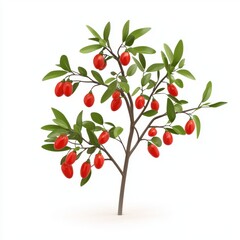 Goji berry bush isolated on white background