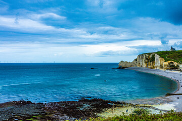 Majestic Views of Elephant Rock and Beach in Étretat, France – A Natural Marvel by the Sea