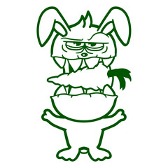 Bunny Monster Evil Carrot Halloween Horror Eating Design Lover Art Vector Illustration Card T-Shirt Poster Sticker Graphic Print Decorative Drawing Isolated Logo Decoration Symbol Creative Cool Style
