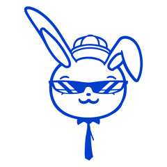 Bunny Sunglasses Cappy tie Cool Guy Chill Cap Hat Design Lover Art Vector Illustration Card T-Shirt Poster Sticker Graphic Print Decorative Drawing Isolated Logo Decoration Symbol Creative Cool Style
