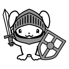 Rabbit Knight Sword Shield Armor Helmet Castle Fun Design Lover Art Vector Illustration Card T-Shirt Poster Sticker Graphic Print Decorative Drawing Isolated Logo Decoration Symbol Creative Cool Style