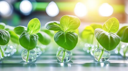 Young Plant Growing in Glass Sphere - Sustainable Farming Concept