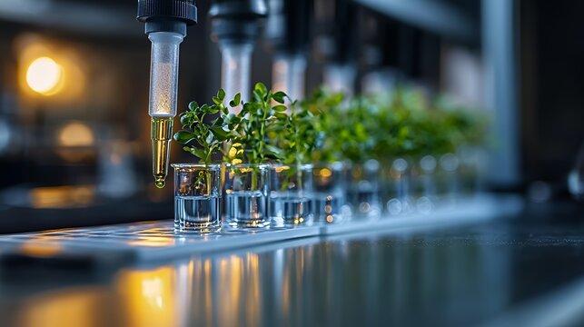 New Techniques for Plant Propagation Demonstrated in a Laboratory With Advanced Equipment and Fresh Greenery Under Soft Lighting