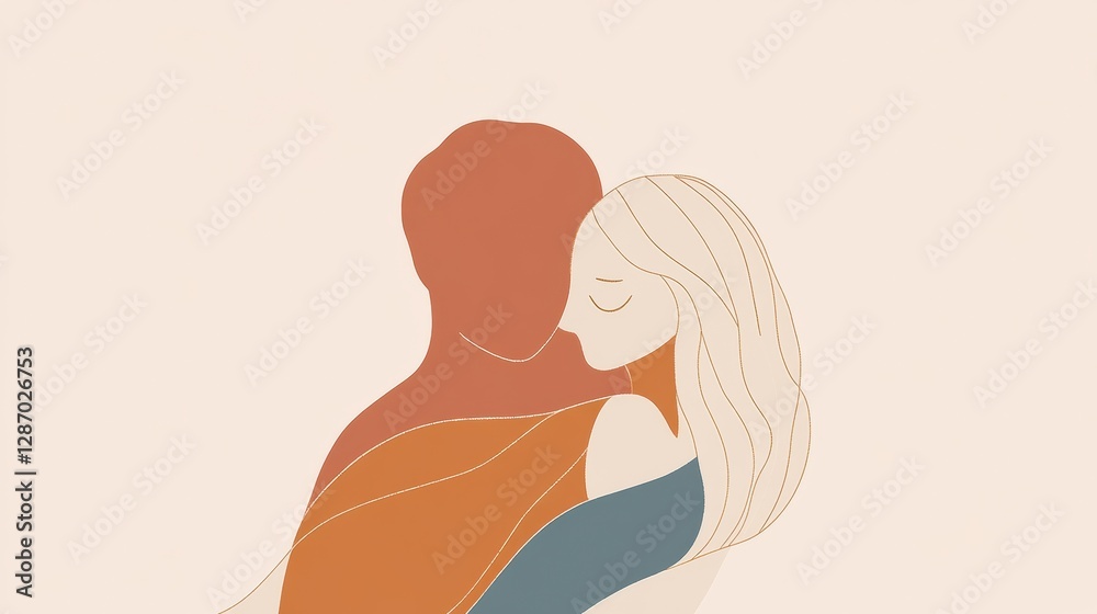 Leinwandbilder embracing connection in a minimalist style featuring two people sharing a warm hug. generative ai