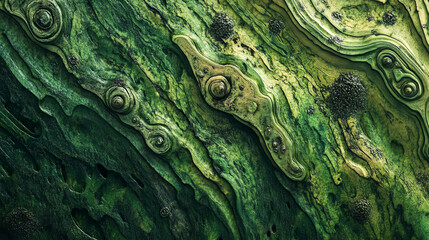 Abstract green wooden texture with intricate natural patterns for artistic design