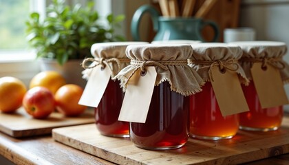Homemade Preserves Jars Rustic Still Life