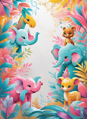 Obraz premium set of funny cartoon animals