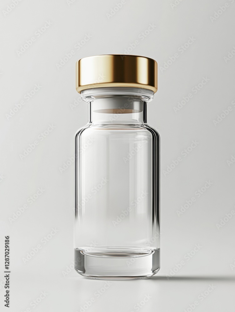 Poster elegant glass vial with gold lid showcasing minimal design for health and wellness applications. gen