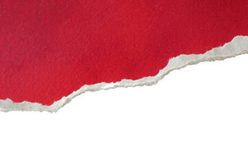 Red ripped paper torn edges strips isolated on white background
