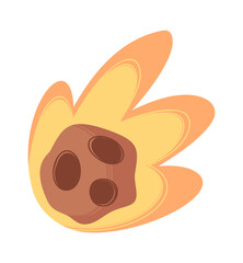 Explosive asteroid glowing tail falling