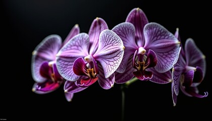 Purple Orchids on Black Background