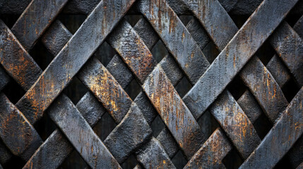 Abstract closeup texture of woven metal mesh with rustic pattern for industrial design