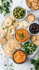 A Gourmet Appetizer Platter: A delectable assortment of snacks and delicacies artfully arranged, inviting you to indulge in a symphony of flavors and textures.