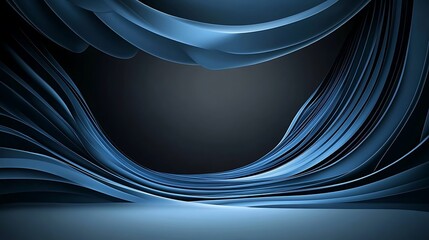 Fototapeta premium Abstract 3D Render: Deep Blue Drapery in a Dark Studio AI Generated