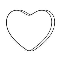 Candy heart or love heart shaped sweet in outline vector illustration