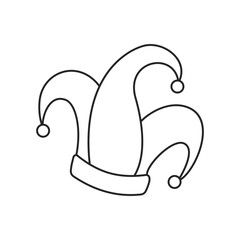 Joker or court jester hat icon as seen on wild playing cards in vector	