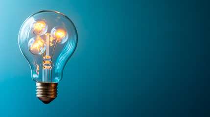 Illuminated lightbulb floating in minimalistic space, symbolizing new ideas and inspiration. Abstract representation of creativity and futuristic vision. Perfect for innovation, breakthrough concepts.