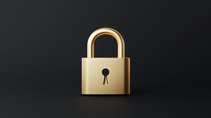 Fototapeta premium Gold Padlock 3D Render: Security Concept on Dark Background AI Generated