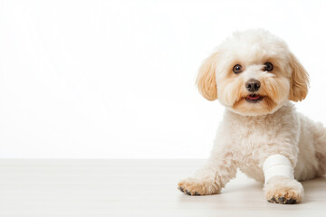 Obraz premium Adorable Bichon puppy, fluffy white dog looking cute and playful, perfect pet image