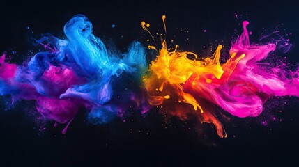 Fototapeta premium Dynamic explosion of vibrant color swirls on black background