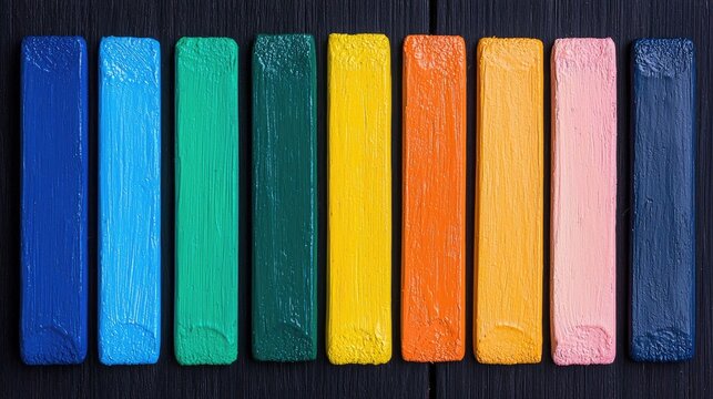 Colorful Pastel Crayons on Dark Background