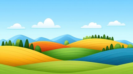 Obraz premium Discover the charm of minimalistic farmland landscapes. This vector illustration blends eco themes with contemporary design.