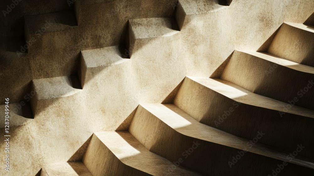 Poster abstract textured mdf surface with geometric patterns and shadow play