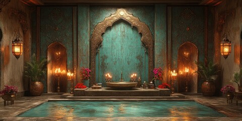 Serene Teal Hammam: An Enchanting Spa Oasis