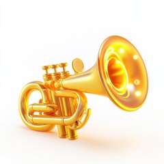 Obraz premium Trumpet with golden shine isolated on white background