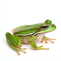 Obraz premium This vibrant frog boasts eyecatching skin, standing out against a minimal backdrop that accentuates its charm.