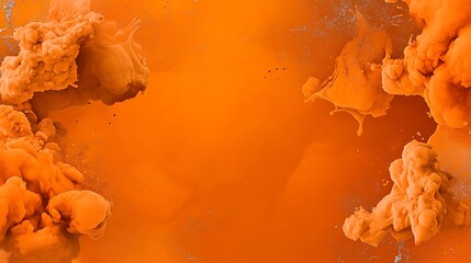 Vibrant Orange Ink Swirls in Water, Abstract Fluid Art Photography AI Generated