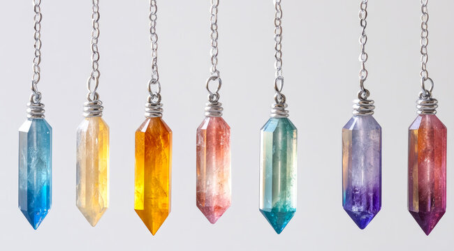 Minimalist silver chain adorned with colorful crystal stone pendants showcasing the elegance of quartz and chalcedony in a refined setting