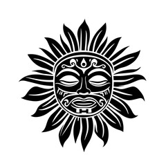 aztec sun face vector design