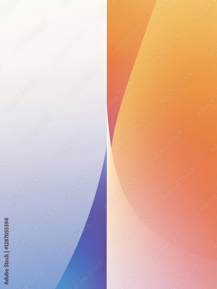 Poster Abstract design featuring soft curves and gradients in light and warm colors against a light background. Generative AI
