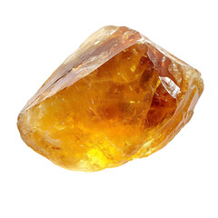 Smooth Citrine Chunk with Golden Yellow Hue Isolated on Transparent Background