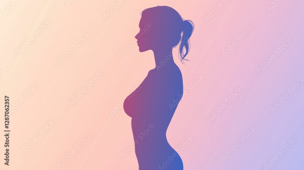 Aufkleber Exploring the essence of femininity through a minimalist silhouette emphasizing the waistline and graceful curves. Generative AI