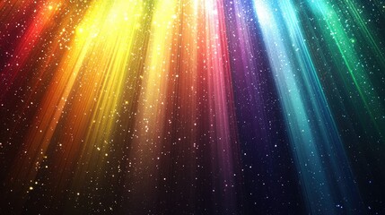 Vibrant Abstract Light Rays Background with Rainbow Colors and Glittering Particles, Dynamic Spectrum, Glowing Energy Streaks, Futuristic Digital Art