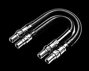 Naklejka premium Double Black and Gold Connectors for High-Tech Equipment