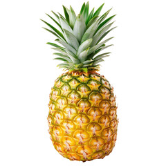 Fototapeta premium Fresh pineapple with vibrant yellow skin and green crown, perfect for tropical dishes.