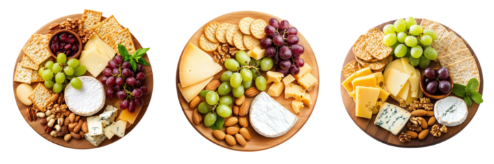 Gourmet cheese platter with assorted fruits, nuts, and crackers beautifully arranged.